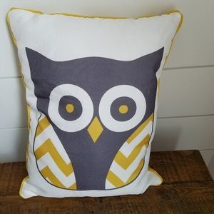 Reversible Yellow Chevron Owl Throw Pillow